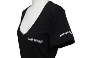 新品未使用 Chrome hearts クロムハーツ 半袖 Ｖ ネックシャツ サイズM コットン ブラック 中古 4c070764