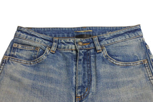 SAINT LAURENT サンローラン デニム コットン ブルー レザータグ 589797 サイズ25 中古美品 4c070768 