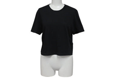 Saint laurent サンローラン クロップド 半袖Tシャツ 693298 サイズ M YSL ロゴ ブラック コットン 美品 中古 4c070769