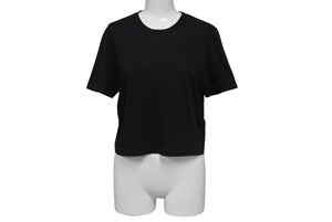Saint laurent サンローラン クロップド 半袖Tシャツ 693298 サイズ M YSL ロゴ ブラック コットン 美品 中古 4c070769