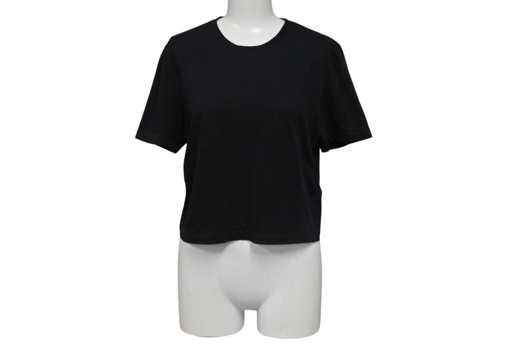 Saint laurent サンローラン クロップド 半袖Tシャツ 693298 サイズ M YSL ロゴ ブラック コットン 美品 中古 4c070769