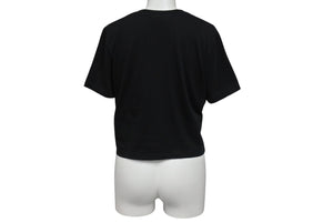 Saint laurent サンローラン クロップド 半袖Tシャツ 693298 サイズ M YSL ロゴ ブラック コットン 美品 中古 4c070769