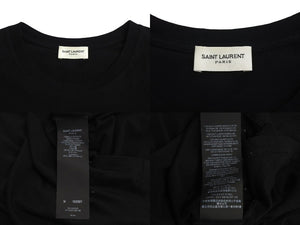 Saint laurent サンローラン クロップド 半袖Tシャツ 693298 サイズ M YSL ロゴ ブラック コットン 美品 中古 4c070769