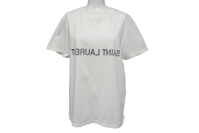 極美品 SAINT LAURENT サンローラン 半袖Tシャツ ブランドロゴ コットン ホワイト 663278 サイズS 中古 4c070771 