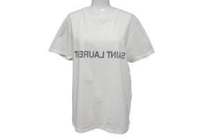 極美品 SAINT LAURENT サンローラン 半袖Tシャツ ブランドロゴ コットン ホワイト 663278 サイズS 中古 4c070771 