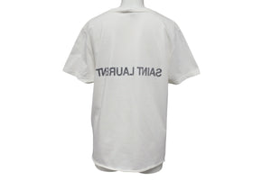 極美品 SAINT LAURENT サンローラン 半袖Tシャツ ブランドロゴ コットン ホワイト 663278 サイズS 中古 4c070771 