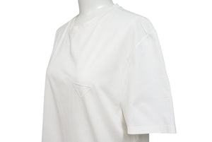 美品 PRADA プラダ 半袖Tシャツ UJN712 サイズS トライアングルロゴ ホワイト 刺繍ロゴ コットン 中古 4c070782 