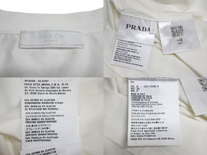 美品 PRADA プラダ 半袖Tシャツ UJN712 サイズS トライアングルロゴ ホワイト 刺繍ロゴ コットン 中古 4c070782 