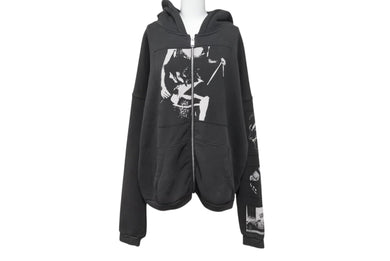E.R.D. ENFANTS RICHES DÉPRIMÉS アンファン・リッシュ・デプリメ ASPHYXIATION ASSEMBLAGE ZIP HOODIE ジップパーカー パイル ブラック 黒 ウォッシュ加工 美品 中古 4c070822
