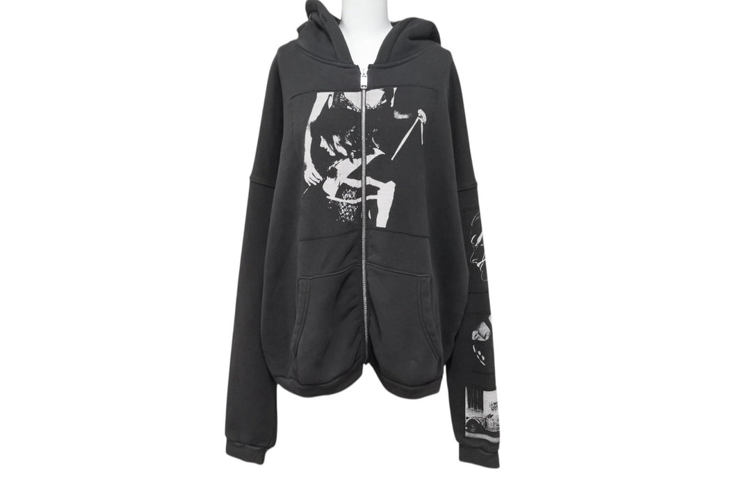 E.R.D. ENFANTS RICHES DÉPRIMÉS アンファン・リッシュ・デプリメ ASPHYXIATION ASSEMBLAGE ZIP HOODIE ジップパーカー パイル ブラック 黒 ウォッシュ加工 美品 中古 4c070822
