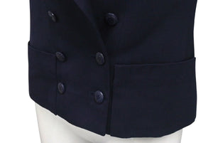 極美品 CHANEL シャネル 96C クロップド ダブルブレストジャケット P06257V03888 ウール ネイビー サイズ36 中古 4c076237