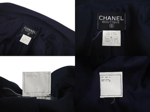 極美品 CHANEL シャネル 96C クロップド ダブルブレストジャケット P06257V03888 ウール ネイビー サイズ36 中古 4c070827