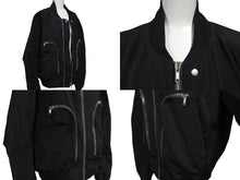 Load image into Gallery viewer, Rick Owens リックオウエンス BAUHAUS FLIGHT JACKET ボンバージャケット ポリエステル ブラック シルバー 42 美品 中古 4c070829
