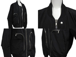 Rick Owens リックオウエンス BAUHAUS FLIGHT JACKET ボンバージャケット ポリエステル ブラック シルバー 42 美品 中古 4c070829