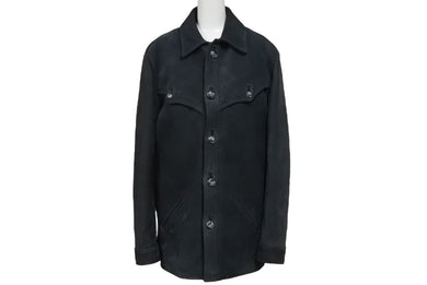 極美品 CHROME HEARTS クロムハーツ ハンティングジャケット サイズM クローボタン ブラック系 ヌバック シルバー925 中古 4c070841
