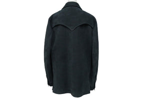 極美品 CHROME HEARTS クロムハーツ ハンティングジャケット サイズM クローボタン ブラック系 ヌバック シルバー925 中古 4c070841
