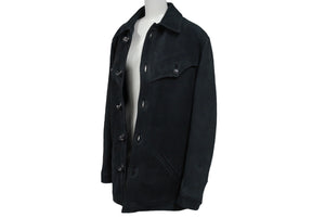 極美品 CHROME HEARTS クロムハーツ ハンティングジャケット サイズM クローボタン ブラック系 ヌバック シルバー925 中古 4c070841