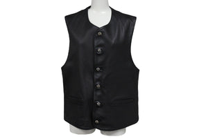 CHROME HEARTS クロムハーツ BSフレアボタン インペリアル レザーベスト サイズM ブラック シルバー925 カーフレザー 美品 中古 4c070842