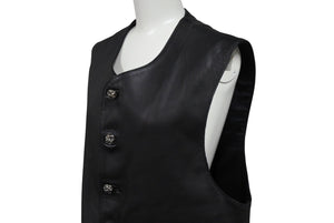 CHROME HEARTS クロムハーツ BSフレアボタン インペリアル レザーベスト サイズM ブラック シルバー925 カーフレザー 美品 中古 4c070842