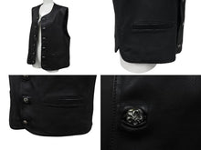 Load image into Gallery viewer, CHROME HEARTS クロムハーツ BSフレアボタン インペリアル レザーベスト サイズM ブラック シルバー925 カーフレザー 美品 中古 4c070842