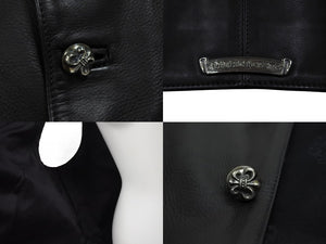 CHROME HEARTS クロムハーツ BSフレアボタン インペリアル レザーベスト サイズM ブラック シルバー925 カーフレザー 美品 中古 4c070842