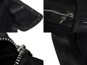 CHROME HEARTS クロムハーツ BSフレアボタン インペリアル レザーベスト サイズM ブラック シルバー925 カーフレザー 美品 中古 4c070842