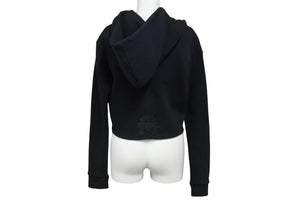 CHROME HEARTS クロムハーツ パーカー フーディ レザーパッチ シルバ−925 ブラック サイズM 美品 中古 4c070848