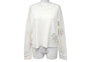CHROME HEARTS クロムハーツ 長袖Ｔシャツ サイズS サーマル クロスパッチ レディース レザー コットン ホワイト 美品 中古 4c070849