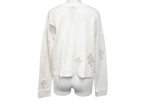 CHROME HEARTS クロムハーツ 長袖Ｔシャツ サイズS サーマル クロスパッチ レディース レザー コットン ホワイト 美品 中古 4c070849