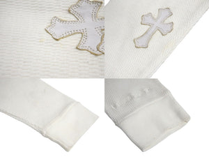 CHROME HEARTS クロムハーツ 長袖Ｔシャツ サイズS サーマル クロスパッチ レディース レザー コットン ホワイト 美品 中古 4c070849
