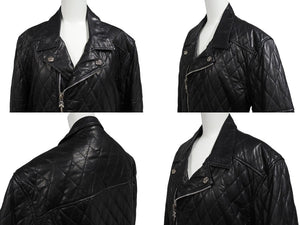 極美品 CHROME HEARTS クロムハーツ クリティンレザー キルティングライダースジャケット サイズM JVP シルバ−925 中古 4c070853