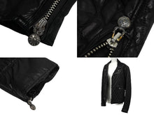 Load image into Gallery viewer, 極美品 CHROME HEARTS クロムハーツ クリティンレザー キルティングライダースジャケット サイズM JVP シルバ−925 中古 4c070853