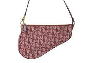 極美品 ChristianDior クリスチャンディオール サドルポーチ ワンショルダーバッグ トロッター MC 0012 レッド 中古 4c070855