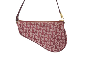 極美品 ChristianDior クリスチャンディオール サドルポーチ ワンショルダーバッグ トロッター MC 0012 レッド 中古 4c070855