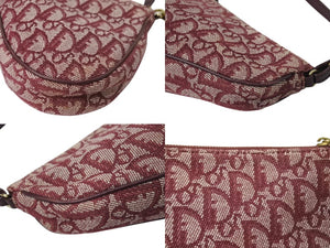 極美品 ChristianDior クリスチャンディオール サドルポーチ ワンショルダーバッグ トロッター MC 0012 レッド 中古 4c070855