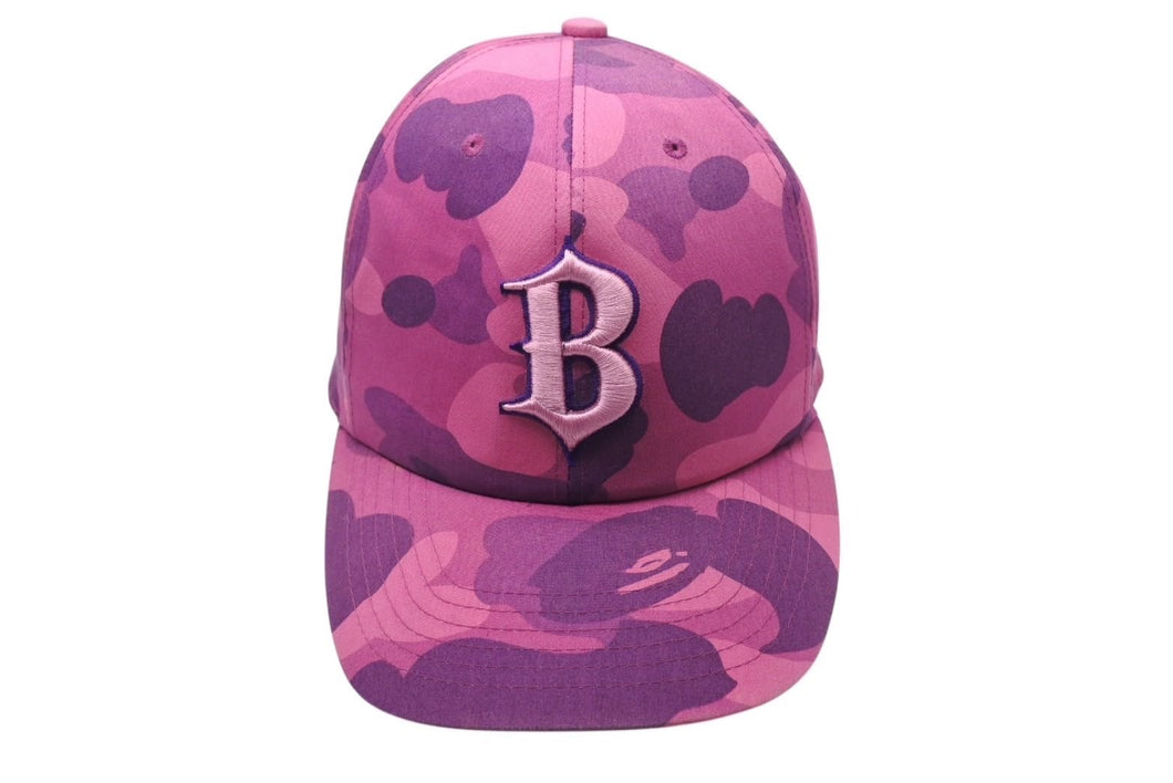 極美品 A BATHING APE アベイシング エイプ キャップ レッドソックスコラボ サイズ L パープル 中古 4c070859