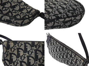Christian Dior クリスチャンディオール トロッター サドルポーチ ロゴ ハンドバッグ 総柄 ブラック シルバー金具 MC0032 美品 中古 4c070865
