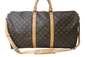 LOUIS VUITTON ルイヴィトン キーポルバンドリエール55 ボストンバッグ M41414 モノグラム PVC レザー ブラウン 美品 中古 4c0705866