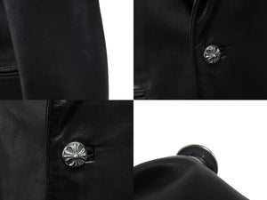 CHROME HEARTS クロムハーツ 1Bクロスボール テーラード レザージャケット サイズM ブラック レザー シルバー925 美品 中古 4c070870