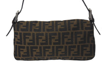 Load image into Gallery viewer, FENDI フェンディ マンマバケット ワンショルダーバッグ ズッカ柄 コットンキャンバス レザー シルバー金具 ブラウン 美品 中古 4c075874
