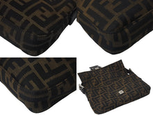 Load image into Gallery viewer, FENDI フェンディ マンマバケット ワンショルダーバッグ ズッカ柄 コットンキャンバス レザー シルバー金具 ブラウン 美品 中古 4c075874