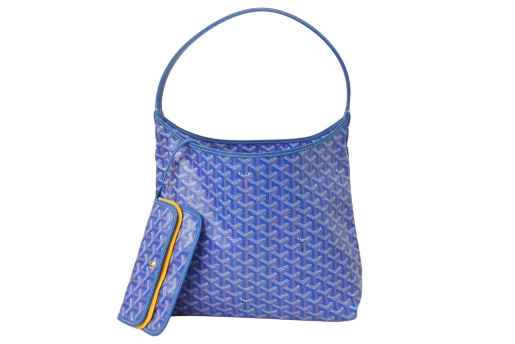 新品未使用 GOYARD ゴヤール ボエム ホーボーバッグ ショルダーバッグ ブルー シルバー金具 中古 4c070878