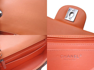 極美品 CHANEL シャネル 横長 20cm ショルダーバッグ A69900 31番台 ミニマトラッセショルダーチェーン オレンジ ラムスキン 中古 4c070888