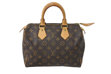 LOUIS VUITTON ルイヴィトン スピーディ25 ハンドバッグ M41528 モノグラム PVC レザー ゴールド金具 ブラウン 美品 中古 4c070920
