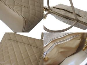 CHANEL シャネル 復刻トート 8番台 ハンドバッグ ココマーク キャビアスキン ベージュ ゴールド金具 美品 中古 4c070922