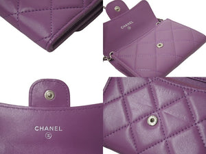 極美品 CHANEL シャネル ショルダーバッグ チェーンウォレット 30番台 ココマーク パープル ラムスキン シルバー金具 中古 4c070925