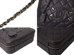 極美品 CHANEL シャネル マトラッセ 2WAY バニティ チェーンショルダー ハンドバッグ キャビアスキン ボルドー 26番台 中古 4c070927