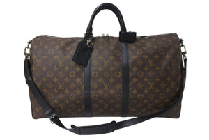 LOUIS VUITTON ルイヴィトン キーポルバンドリエール55 ボストンバッグ M56714 モノグラムマカサー ブラック 美品 中古 4c070930