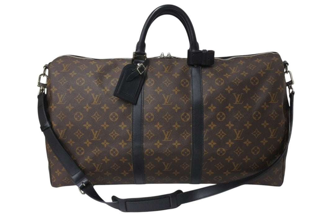 LOUIS VUITTON ルイヴィトン キーポルバンドリエール55 ボストンバッグ M56714 モノグラムマカサー ブラック 美品 中古 4c070930