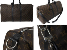 Load image into Gallery viewer, LOUIS VUITTON ルイヴィトン キーポルバンドリエール55 ボストンバッグ M56714 モノグラムマカサー ブラック 美品 中古 4c070930